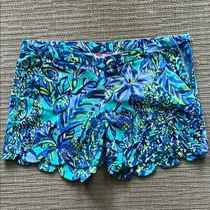 Lilly Pulitzer Scalloped Blue and Green Women's Shorts